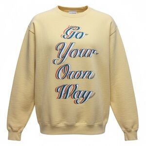 ORIS YELLOW CASUAL SWEATSHIRT RAINBOW 🌈”GO YOUR OWN WAY” LOGO PRIDE SIZE MEDIUM